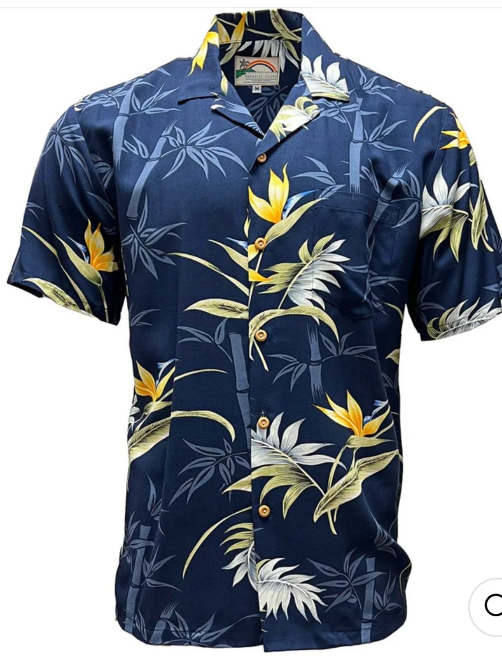 Paradise Found Navy Tropical Floral ShortSleeve ButtonDown Shirt NEW xl rayon